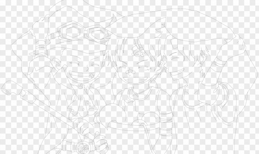 Sabo Ace Luffy Monkey D. Line Art Sketch PNG