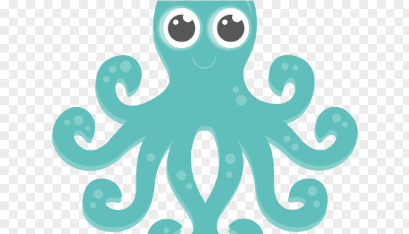 Teal Turquoise Octopus Cartoon PNG