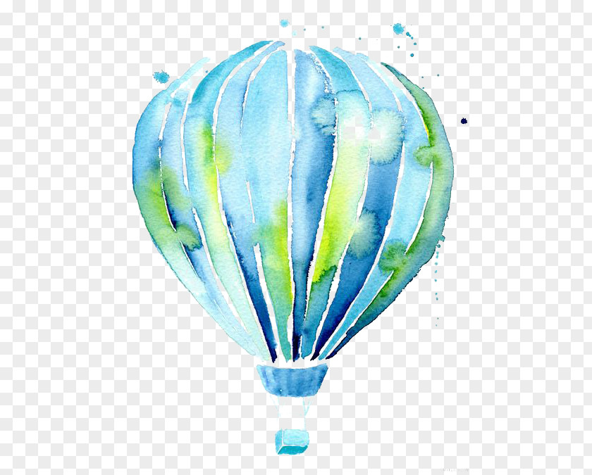 Hot Air Balloon Drawing Watercolor Painting Illustration PNG