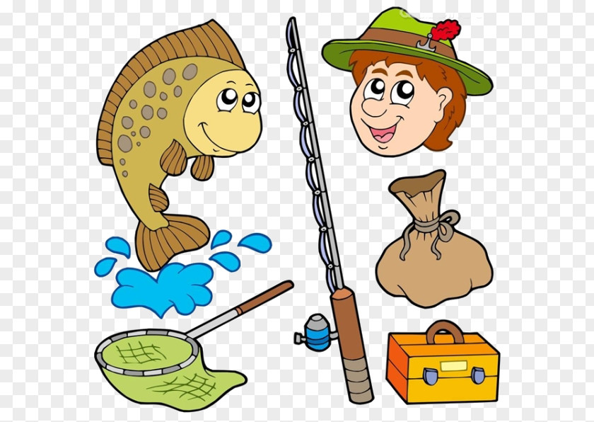 Cartoon Character Fishing Fisherman Net Clip Art PNG