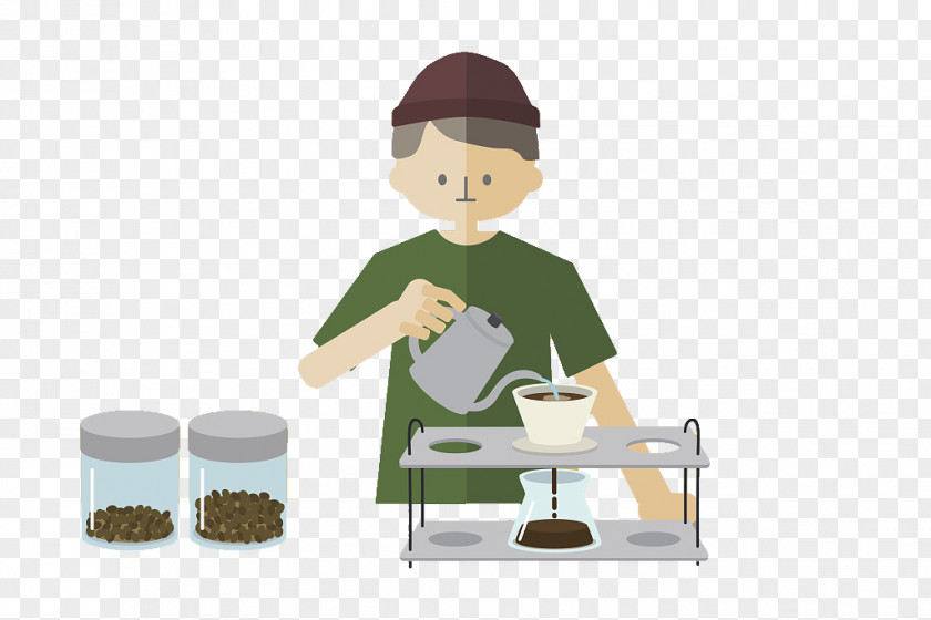 A Person Who Brews Coffee With Flat Air Brewed Cafe Infusion PNG