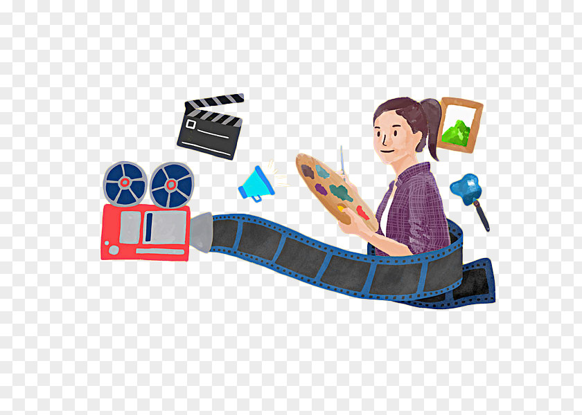 Hand-painted Video Cameras And Artists Camera Clapperboard PNG