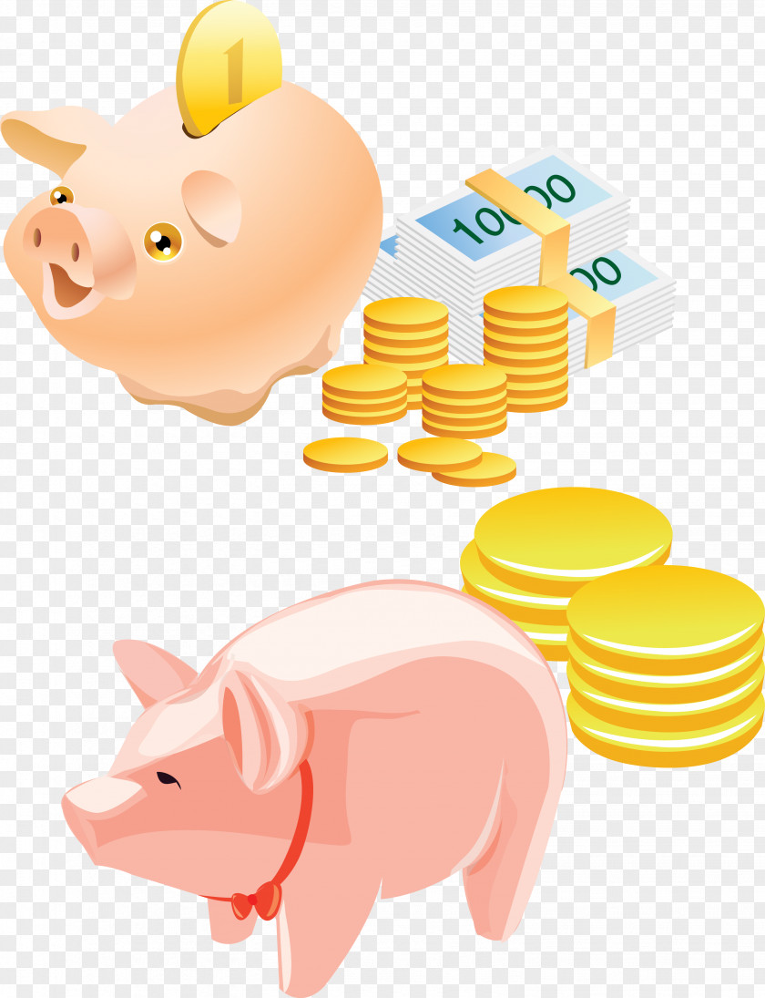 Vector Piggy Bank Money Pig Saving PNG