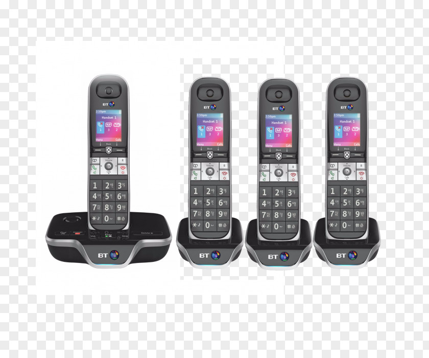 Cordless Telephone BT 8600 Home Phone With Quad Handset Pack Answering System Call Blocker 083160 Machines Digital Enhanced Telecommunications PNG