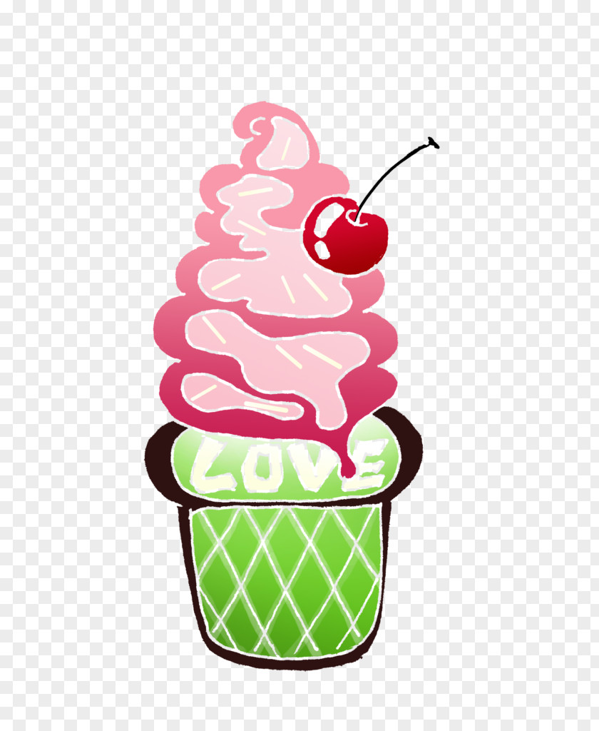 Love Strawberry Cream Ice Cone Parfait PNG