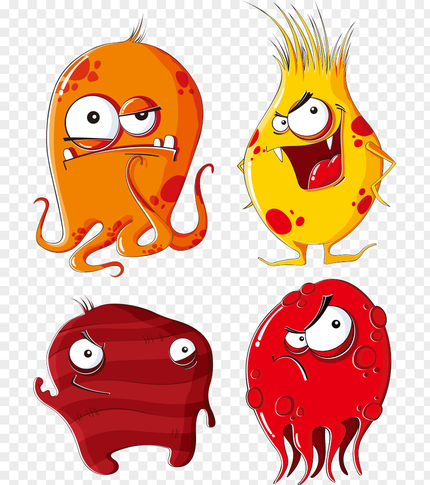 Vector Creative Monster Microbes And Bacteria Microorganism Cartoon PNG