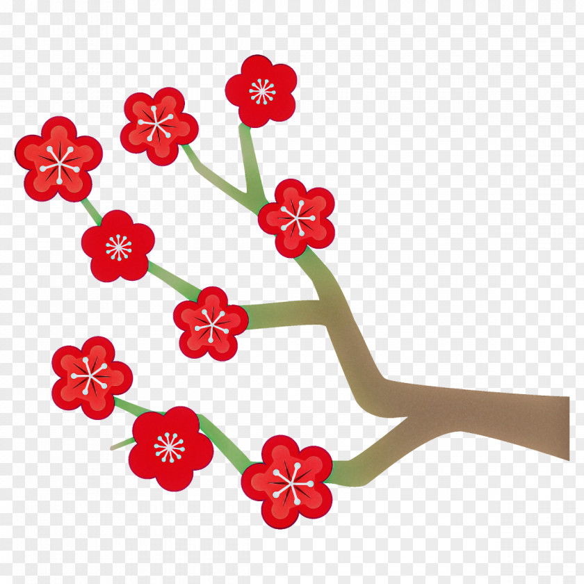 Plum Branch Winter Flower PNG