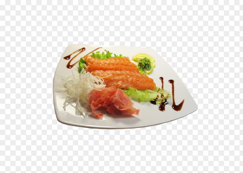 Plate California Roll Sashimi Smoked Salmon PNG