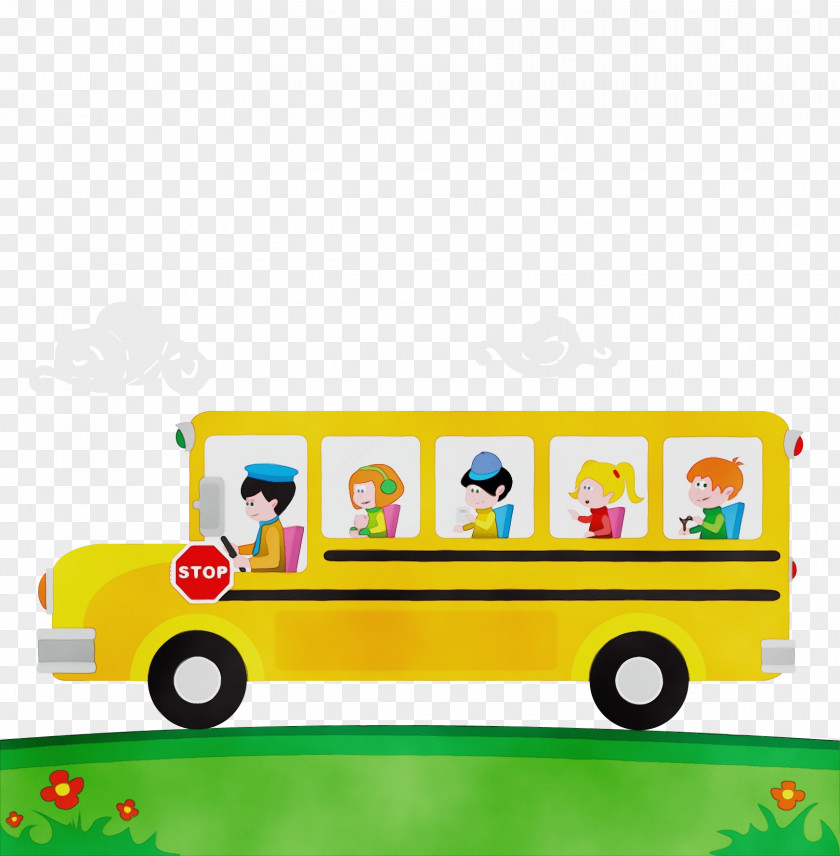 Toy Yellow School Bus Cartoon PNG
