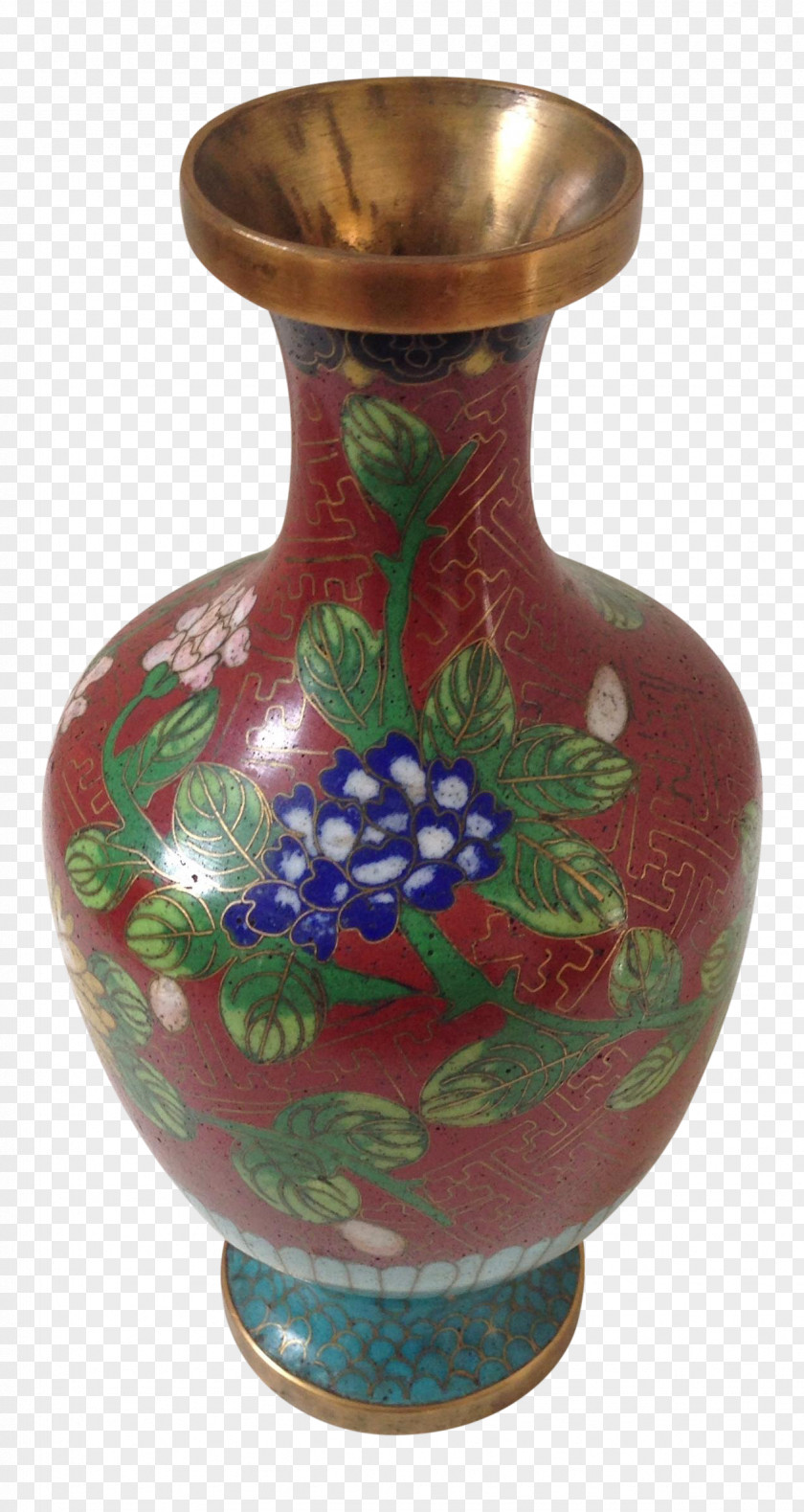 Cloisonne Vase Ceramic Pottery Cobalt Blue Urn PNG