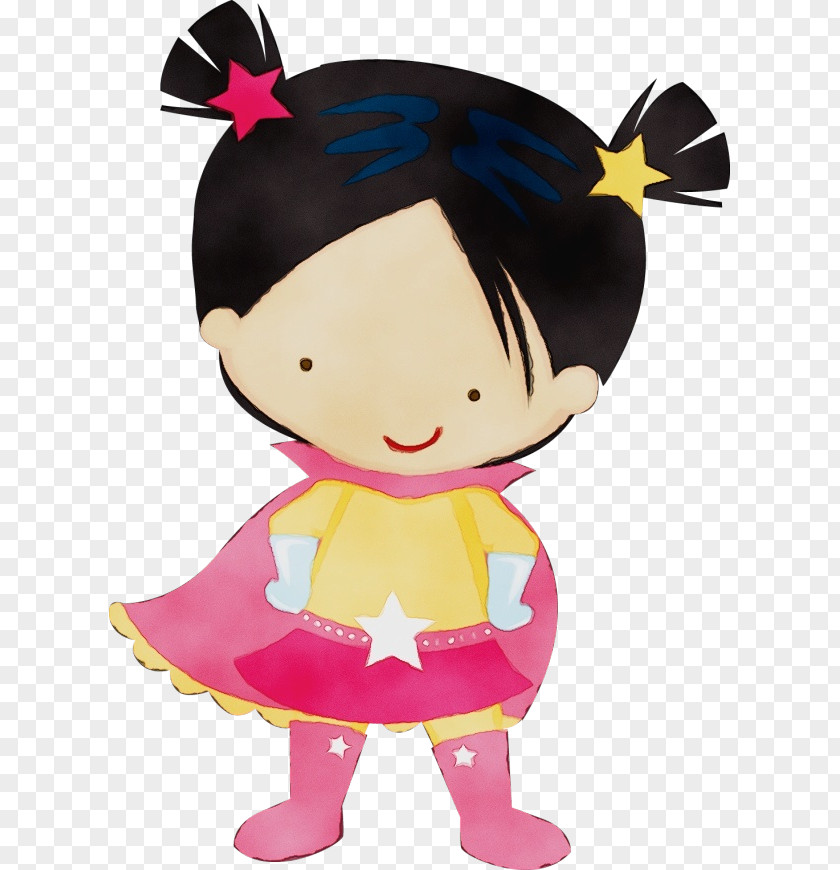 Cartoon Pink Costume Black Hair PNG