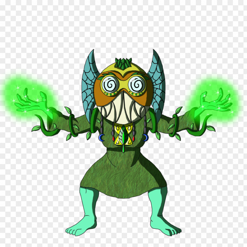 Owl Green Legendary Creature Animated Cartoon PNG