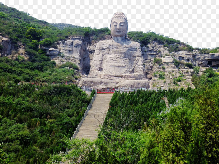 Mengshan Giant Buddha Scenic Area Grand At Ling Shan Leshan Tian Tan Taiyuan PNG