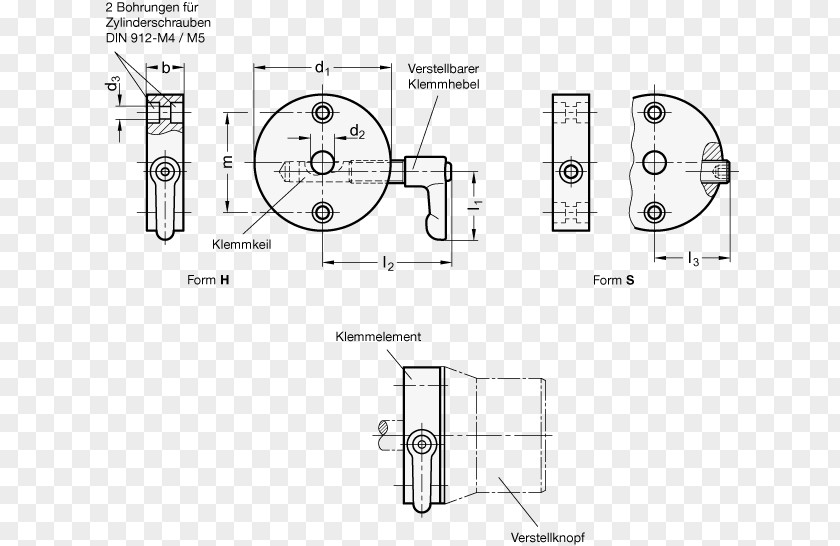 Screw Technical Drawing Flange Sketch PNG