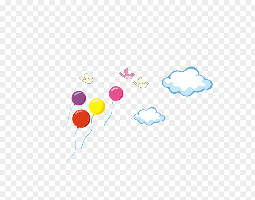Bird Clouds Flying Balloons PNG
