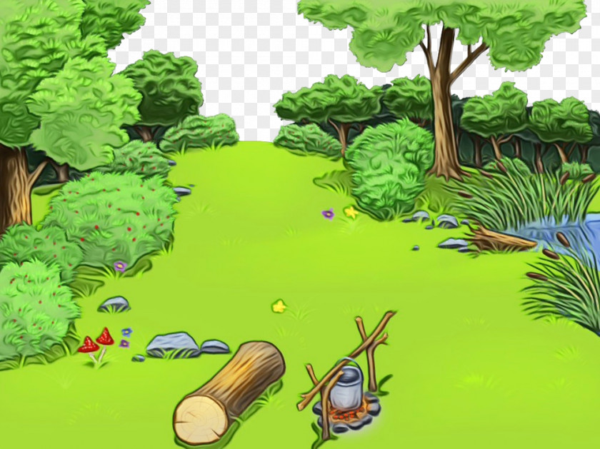 Games Plant Nature Biome Cartoon Tree Grass PNG