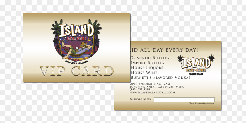 Vip Card Design Island Bar & Grill Wine List Menu PNG