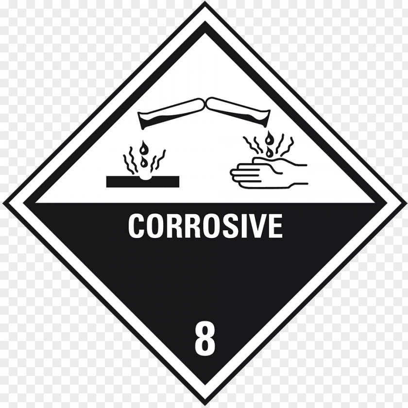 Corrosive HAZMAT Class 8 Substances Paper Dangerous Goods Placard PNG