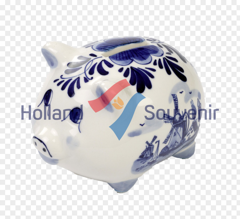 Bank Ceramic Cobalt Blue Piggy And White Pottery Porcelain PNG