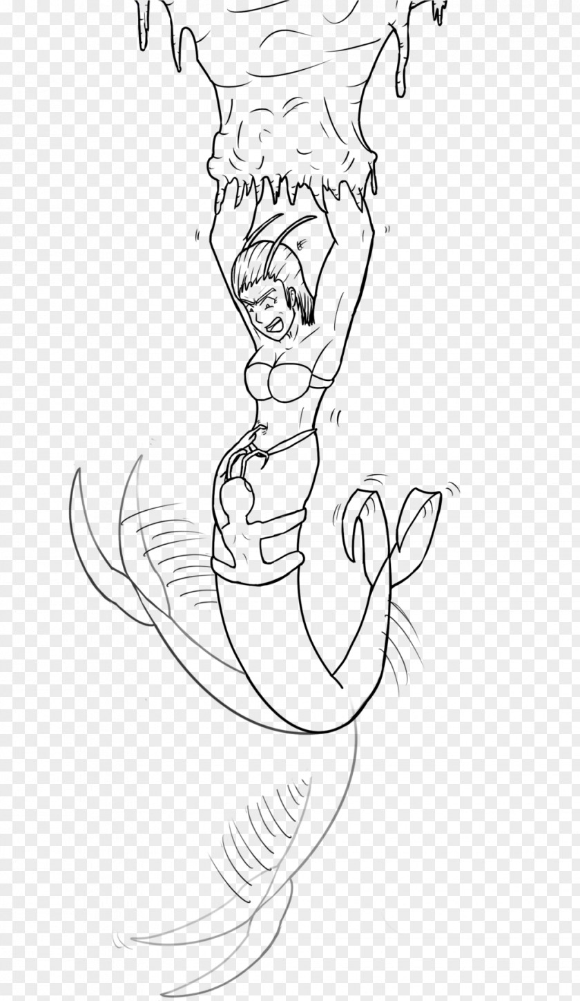 Mermaid Tail Outline Finger Line Art Drawing Sketch PNG