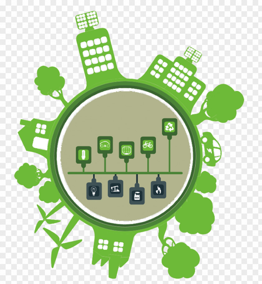 Green City Environmental Protection Ecology Solar Energy Panel Illustration PNG