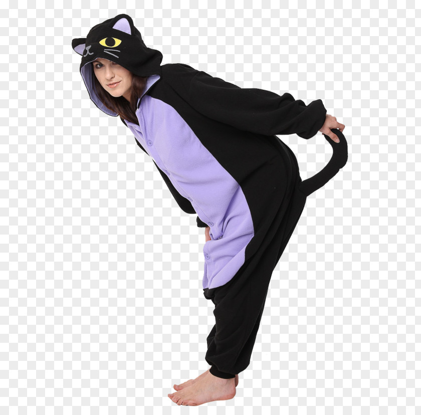 Onesie Black Cat Kigurumi Costume PNG