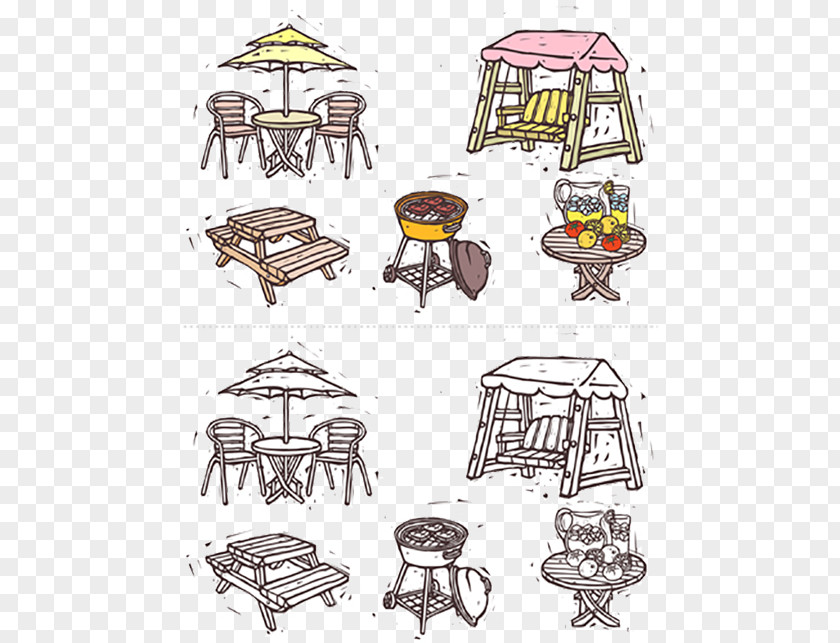Hand-painted Chair Icon Illustration PNG