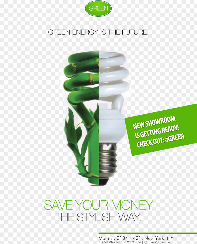 Creative Green Poster Energy Conservation Efficient Use Flyer Saving Lamp PNG
