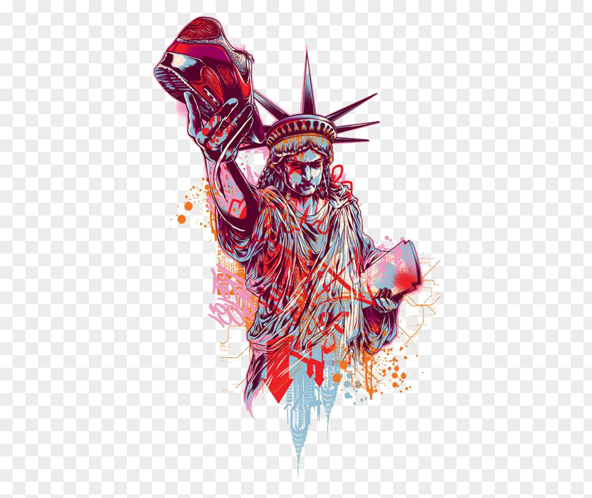 Statue Of Liberty Visual Arts Nike T-shirt Shoe Illustration PNG