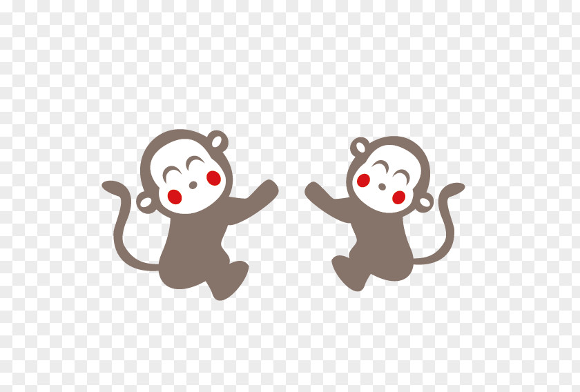 Cute Cartoon Two Monkeys Macaque Ape Monkey PNG