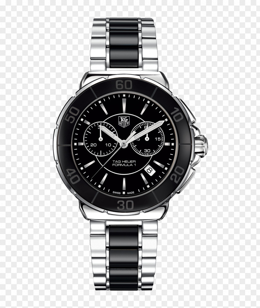 Tag Heuer Watches Women Watch Black TAG Chronograph Swiss Made Quartz Clock PNG