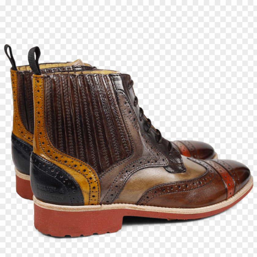 Boot Dark Brown Yellow Leather PNG