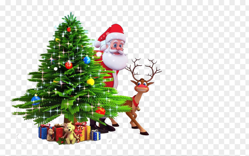 Christmas Tree Santa Claus Reindeer Clip Art PNG