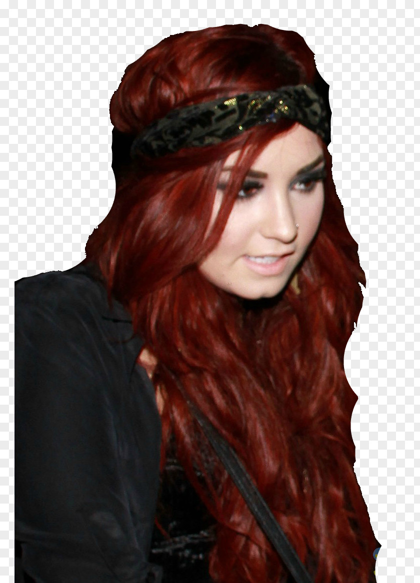 Demi Lovato Red Hair Coloring Hairstyle Auburn PNG