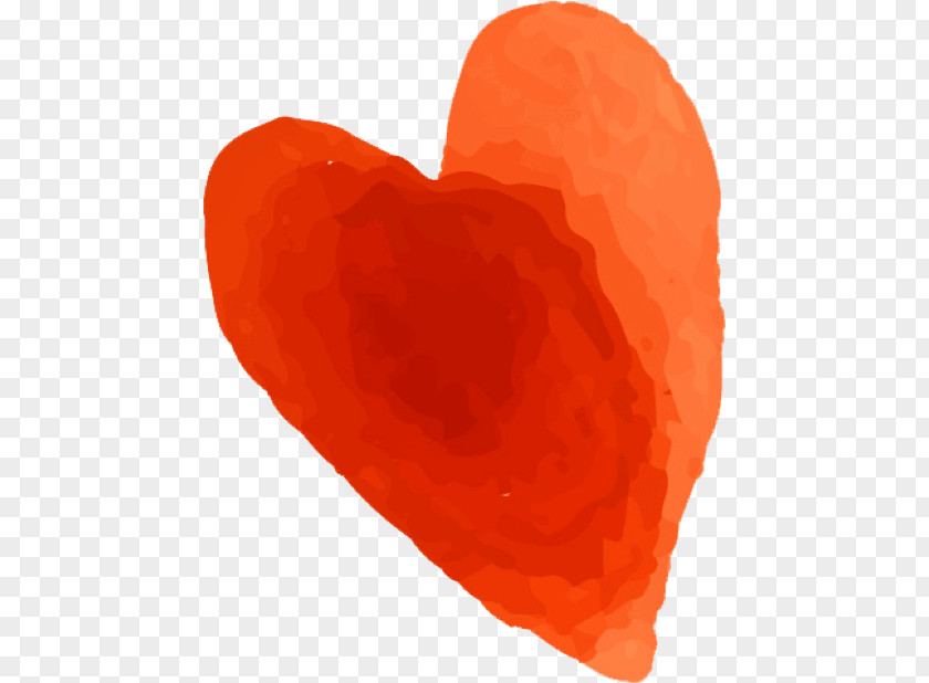 Heart Drawing Watercolor M-095 Orange S.A. PNG