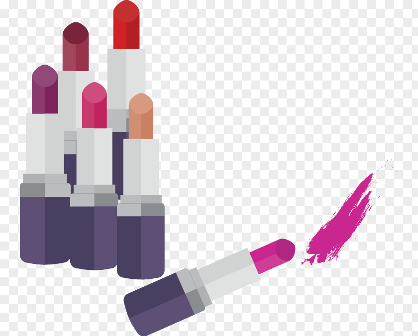 Vector Cartoon Variety Of Color Lipstick Cosmetics Graphic Design PNG