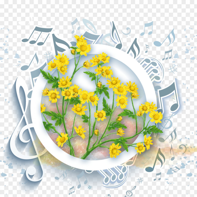 Photos Notes Floral Design Musical Note 3D Computer Graphics PNG