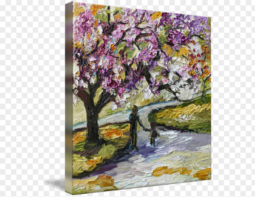 Cherry Blossom Watercolor Painting Canvas Print PNG