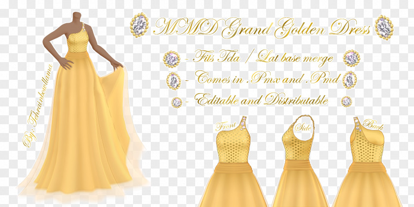 Golden Peacock Wedding Dress Clothing MikuMikuDance VRChat PNG