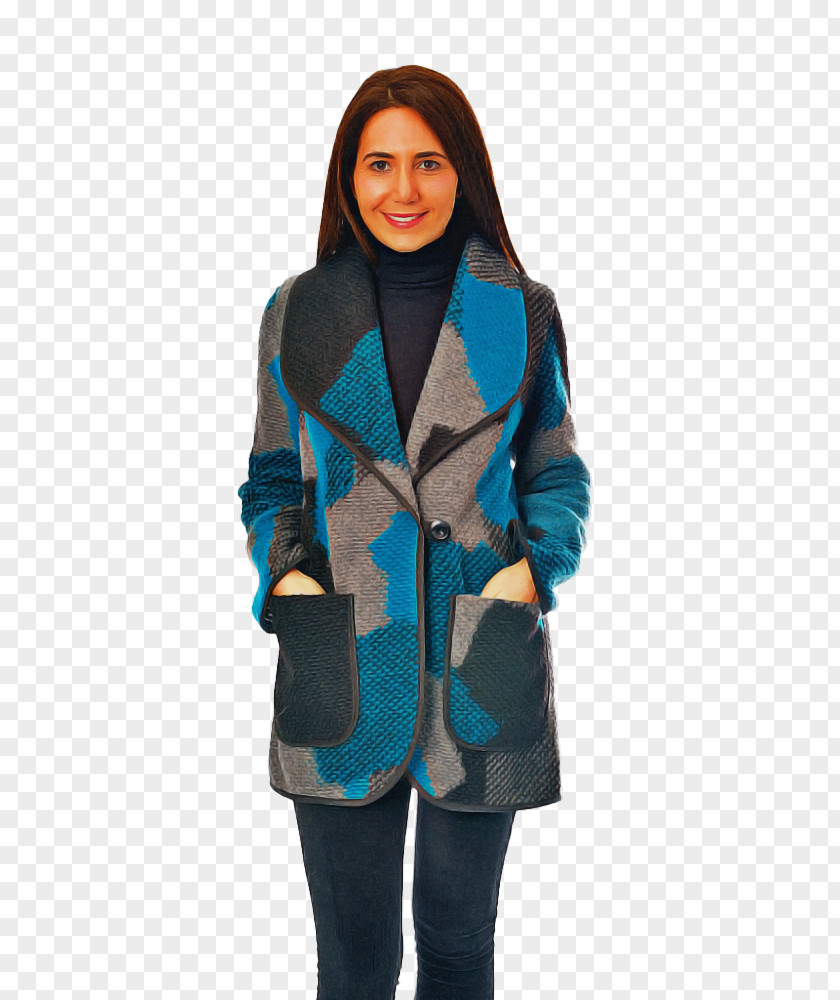 Hood Coat Clothing Blue Outerwear Sleeve Turquoise PNG