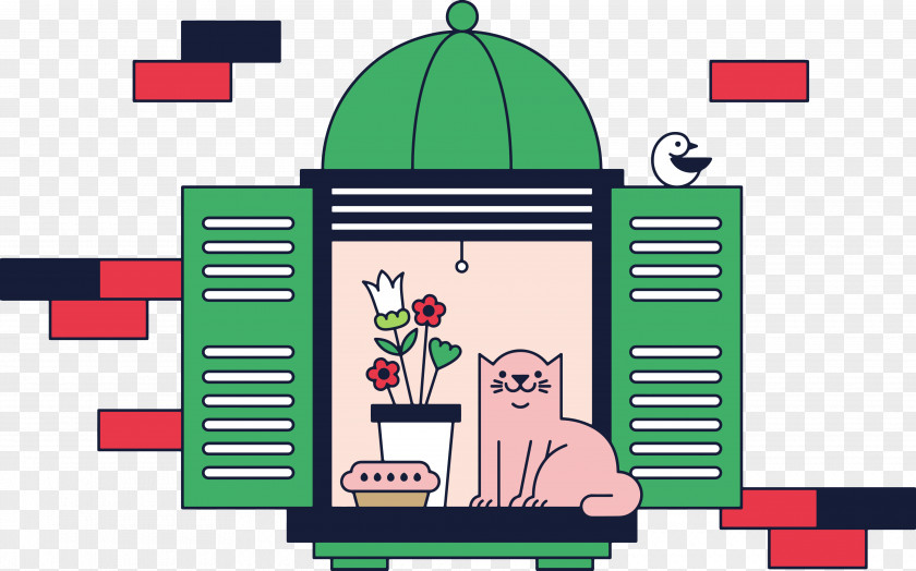 Vector Cat On The Balcony Window Euclidean PNG