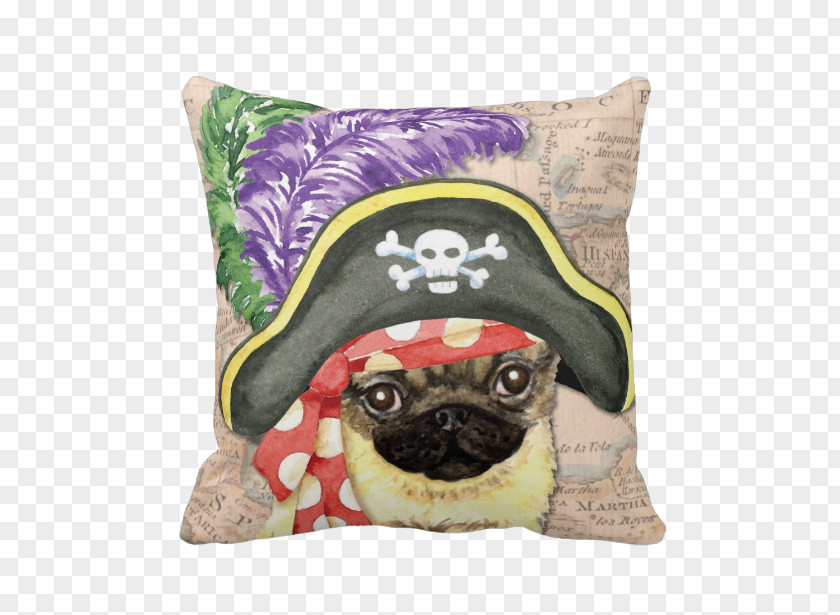 Pug Pirate Throw Pillows Cushion Dog Breed PNG