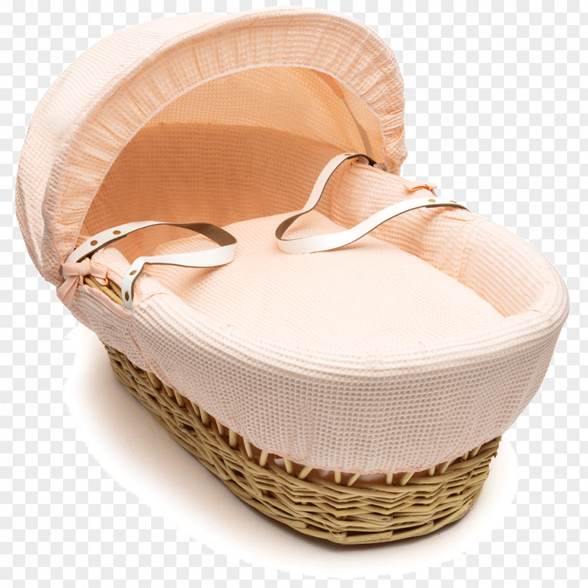 Apricot Wicker Basket Bassinet Infant Mattress PNG