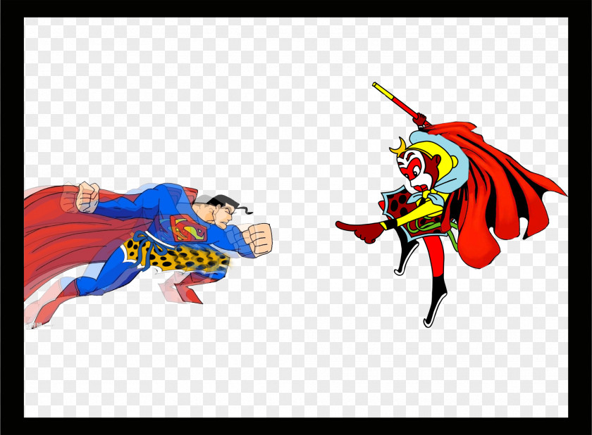Cartoon Monkey King And Superman Sun Wukong Journey To The West Illustration PNG