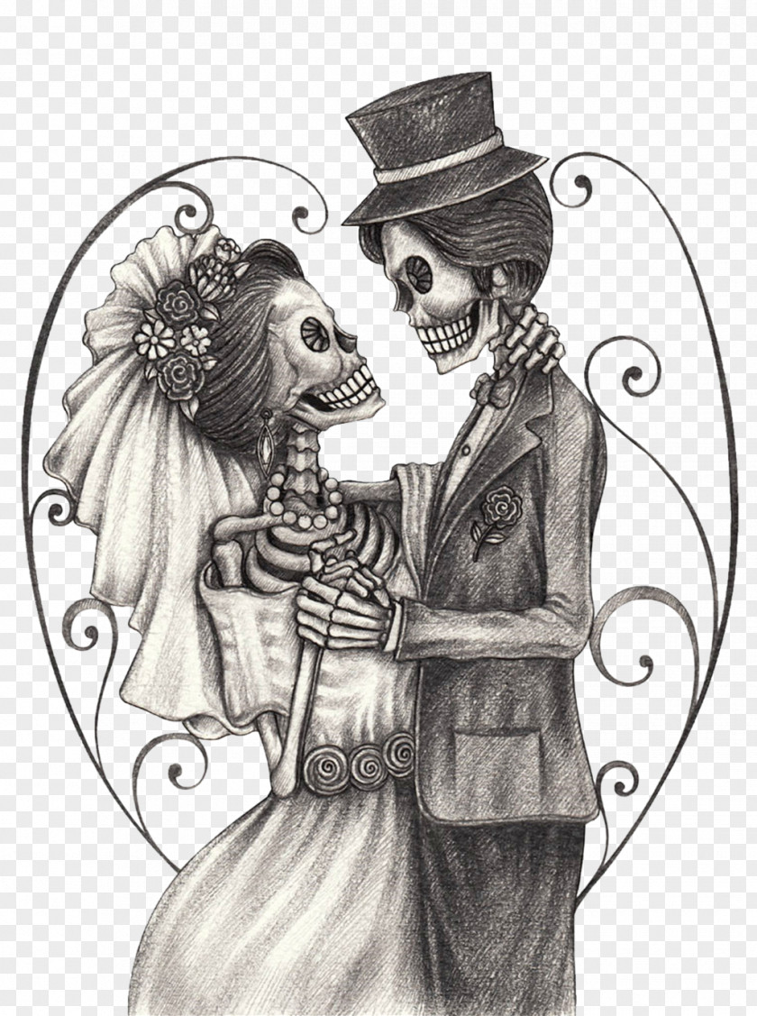 Wedding Calavera Invitation Day Of The Dead Drawing PNG