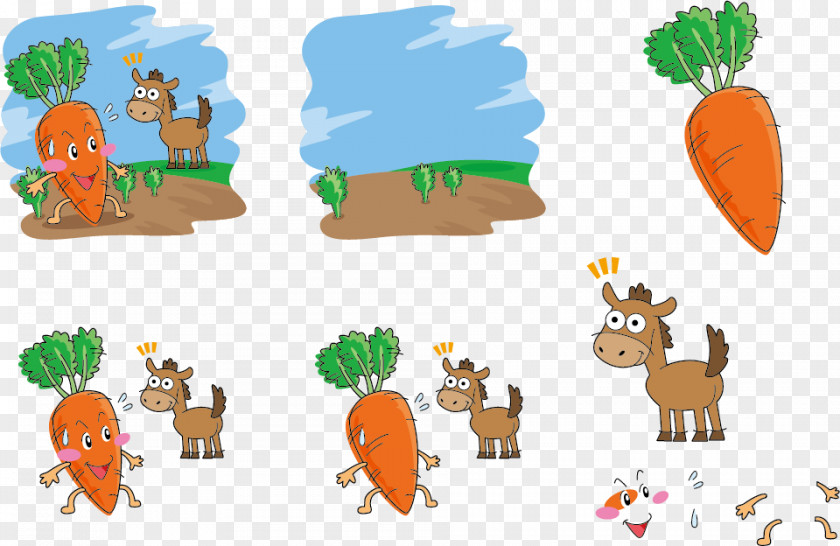 Carrot And Donkey Expression Vector Daikon Vegetable Illustration PNG