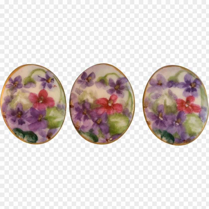 Hand-painted Flowers Picture Material Cufflink Purple PNG
