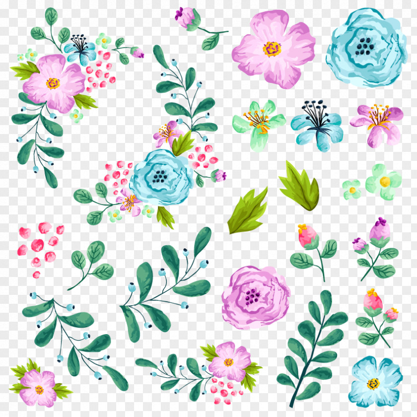 Gouache Floral Pattern Flower Illustration PNG