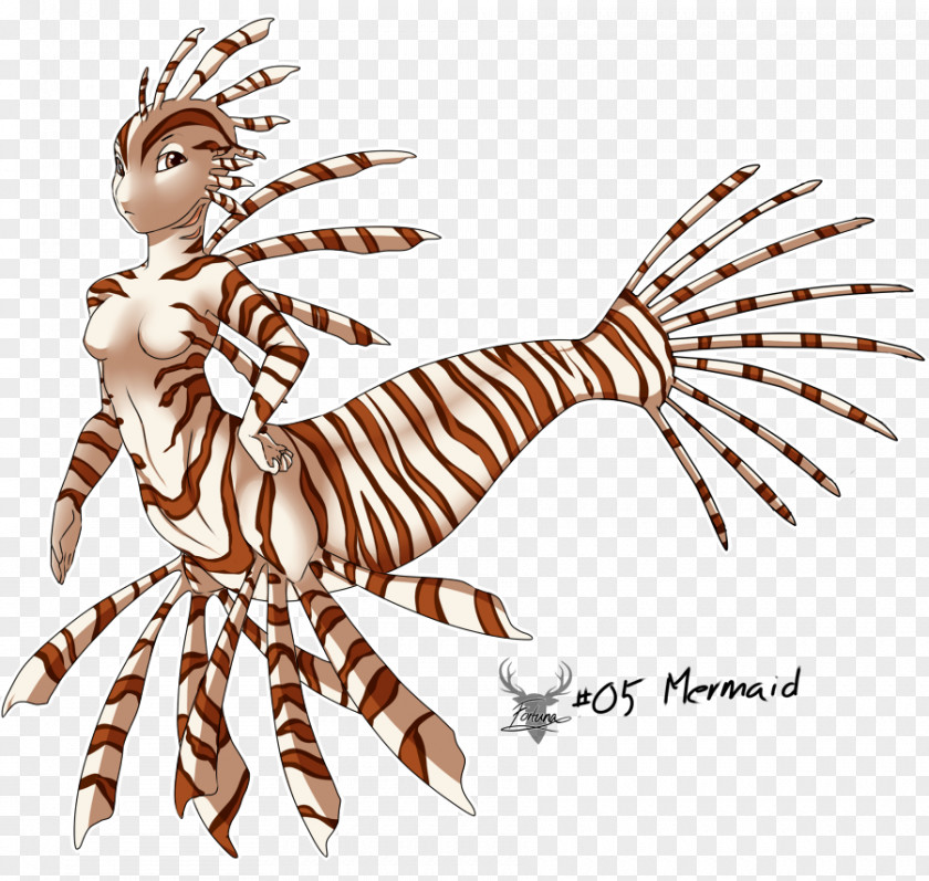 Mermaid Red Lionfish Indo-Pacific Tail PNG