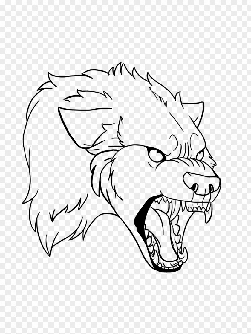 Werewolf Line Art Gray Wolf Whiskers Black And White Drawing PNG